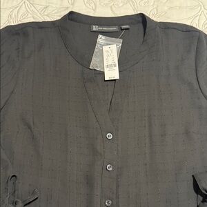 NY & Co Black Button-Up Blouse new